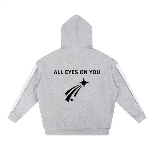 Contrast Tape Raw Edge Double Layered Hoodie