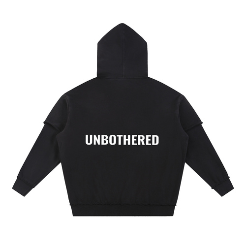 Snow Washed Raw Edge Double Layered Hoodie