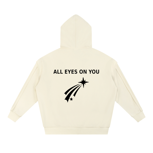 Contrast Tape Raw Edge Double Layered Hoodie